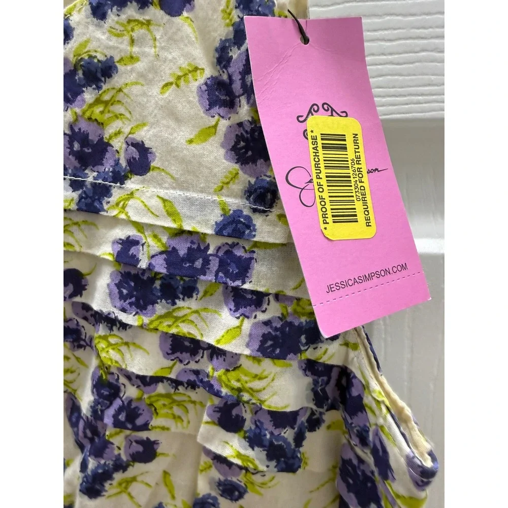 Jessica Simpson NWT Floral Cotton Dress Purple White Girls 6X Easter Party
